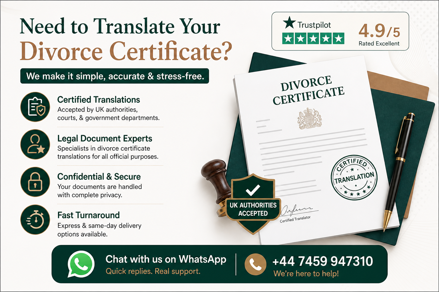 Professional divorce certificate translation services for UK legal and immigration purposes
